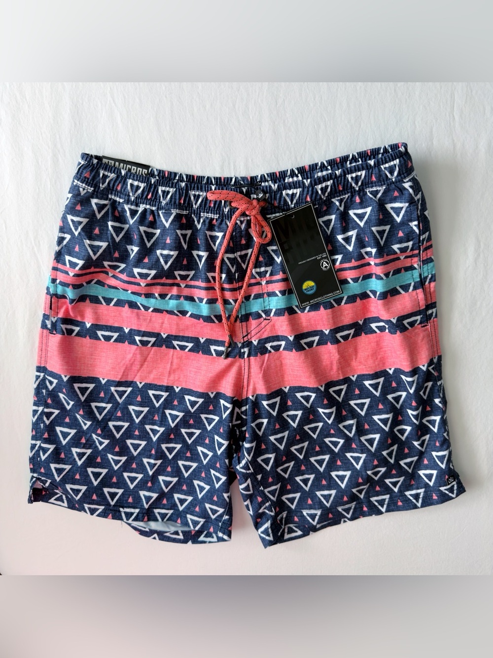 Micros Swim Shorts Trunks Mens Large Navy Blue Pink Swimwear Summer Pool